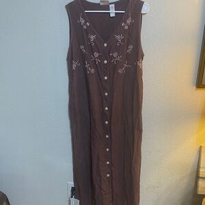 Napa Valley Linen Blend Browning Purple Sleeveless Button-Front Maxi